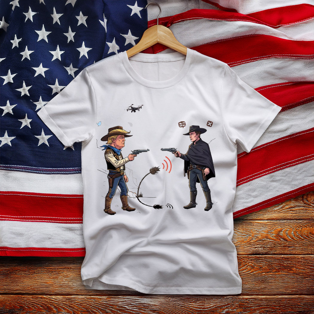 Funny Elon Musk vs Donald Trump Cartoon T-Shirt