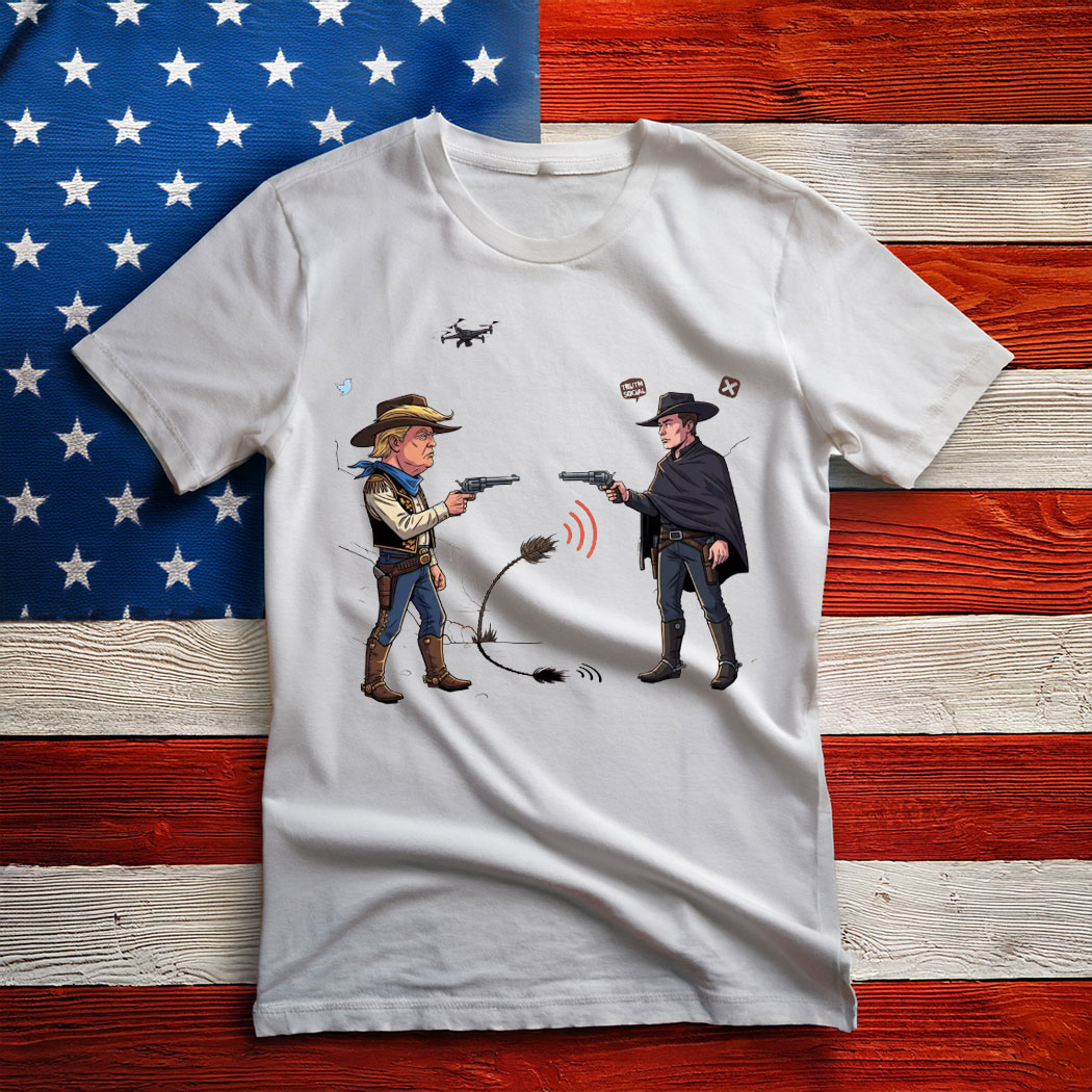 Funny Elon Musk vs Donald Trump Cartoon T-Shirt